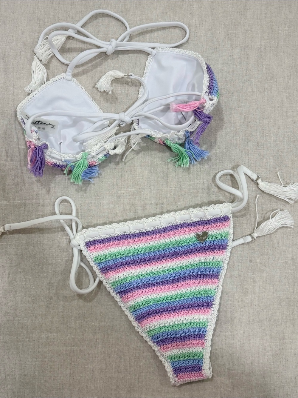 Capittana NWOT Crochet bikini set with tassels. Top Size M and Bottom Size S - Picture 4 of 5